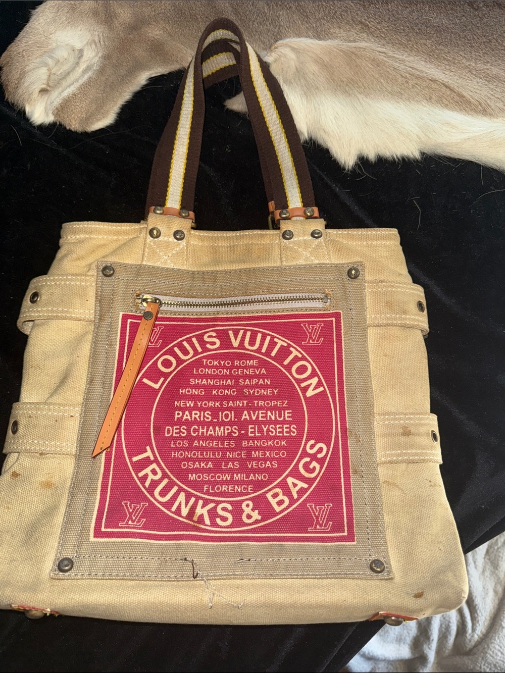 Beige & Pink Canvas Tote🩷